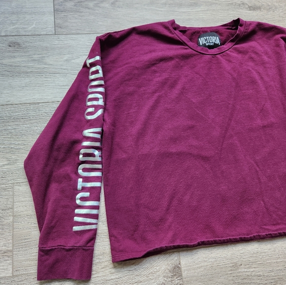 Victoria's Secret Sport Purple Burgundy Sweatshirt Silver Logo Womens Large - Picture 2 of 10